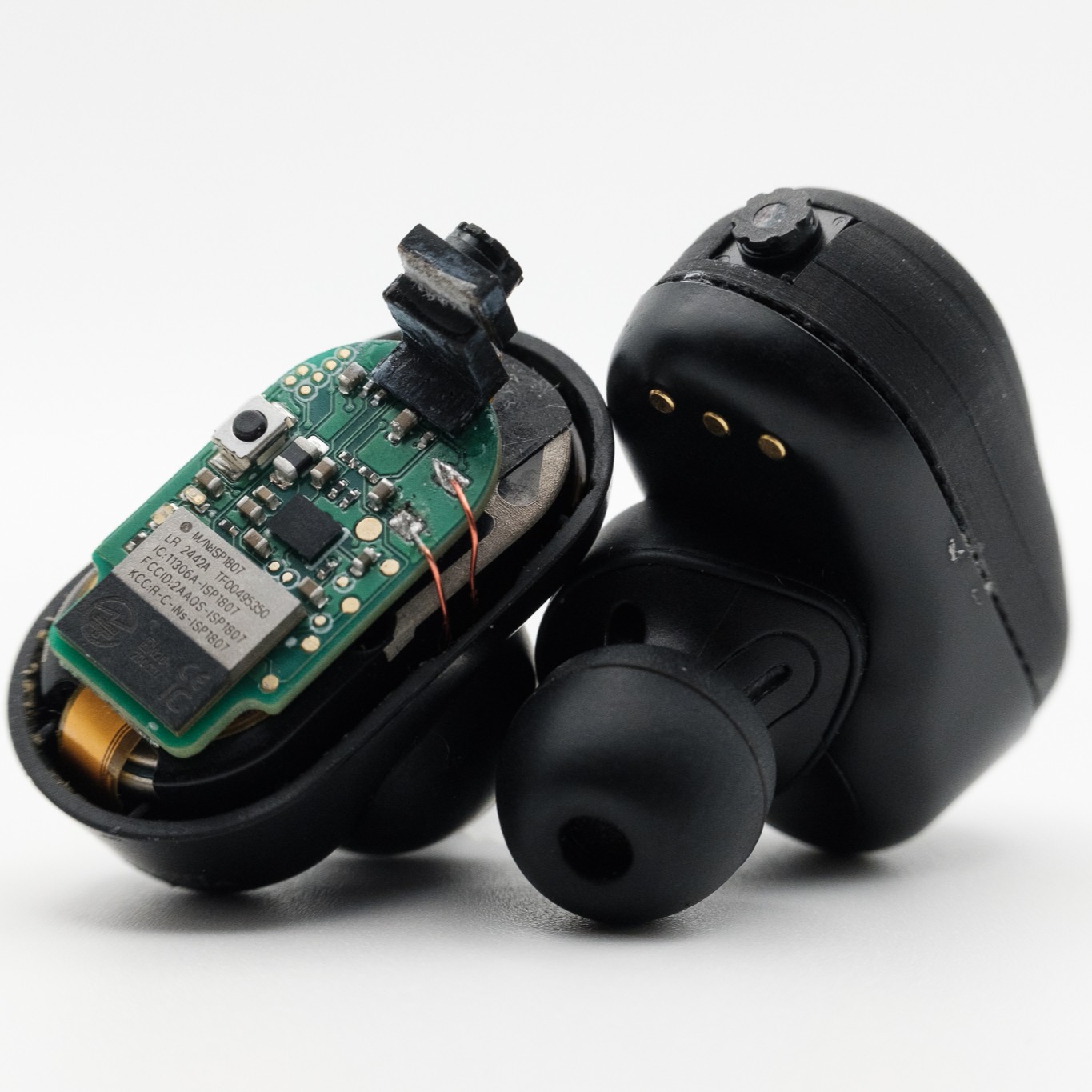 The altered headphones are shown with the camera inserted