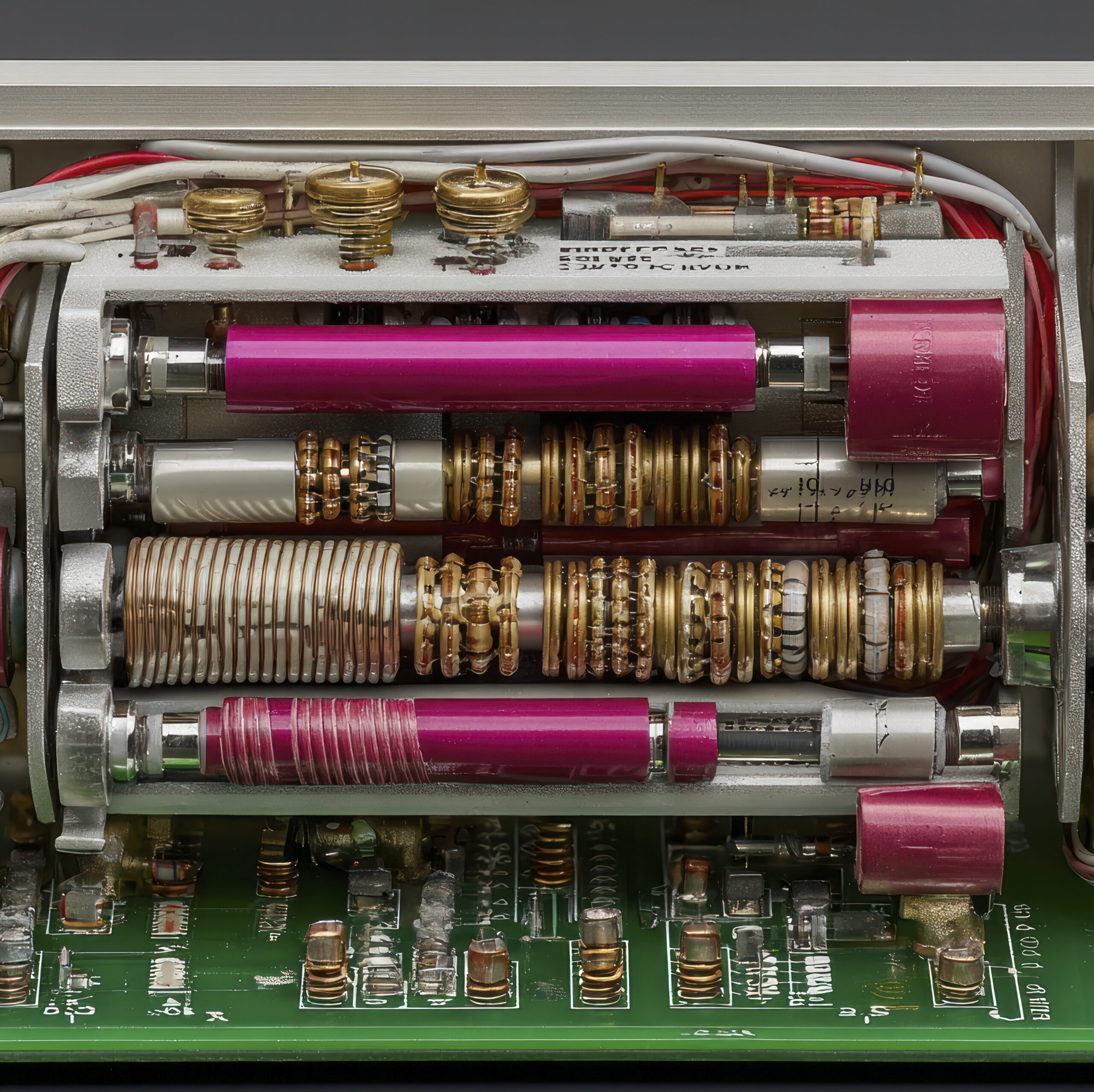 Close up of electronic circuitry and components
